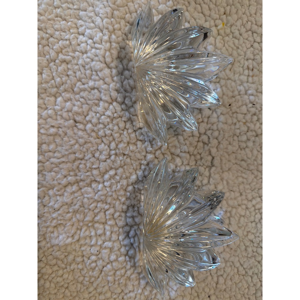 Mikasa Fleurisse Crystal Candle Holders Pair SN049/339 Germany Lotus Fan Clear